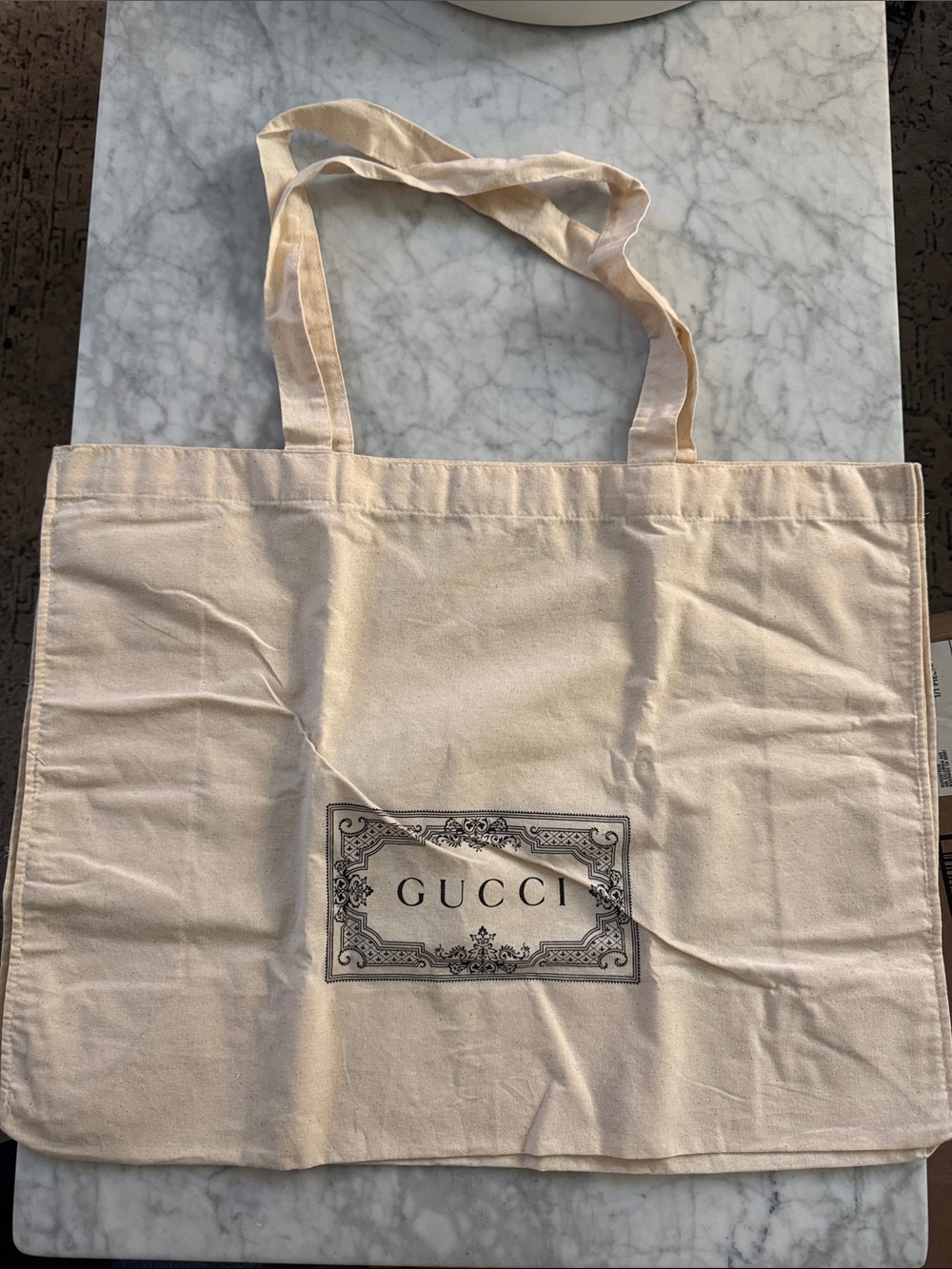 NWOT Gucci Cream Canvas linen Logo large Tote bag - Picture 2 of 5